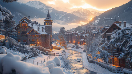 andorra in the alps as beautiful scene created with Generative AI technology