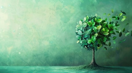 Wall Mural - Representing fairness in AI ethics: digital and organic leaves forming a balanced tree, with copyspace. Fairness in ai ethics