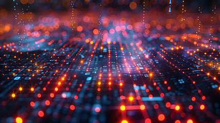 Wall Mural - ai-powered data analytics, showcasing a network of interconnected nodes processing vast amounts of d