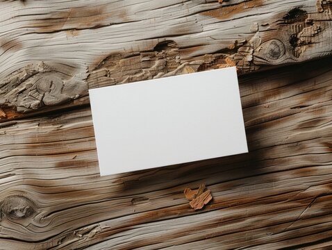 a mockup of a blank white postcard on a table	
