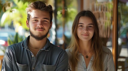 Wall Mural - a man and a woman are smiling