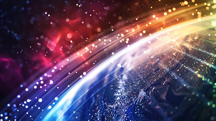 Aufkleber - Colorful view of earth from space with glowing lights, representing global communications and technology