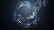 © Helen-HD - A golden ring is surrounded by swirling white smoke against a dark blue background