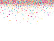 © Janos - Vibrant confetti falling on a white background, celebration party decoration for birthday parties