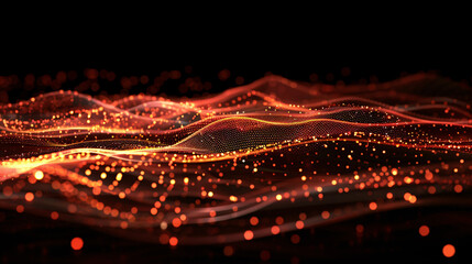 Leinwandbilder - Abstract digital wave created by flowing red particles