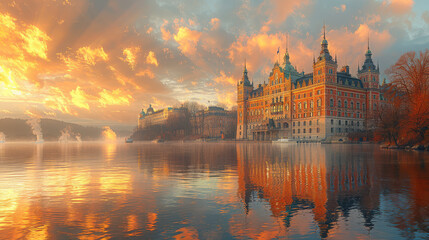 Capture the grandeur of Stockholm, Sweden created with Generative AI technology