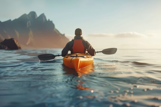 man in kayak Generative AI
