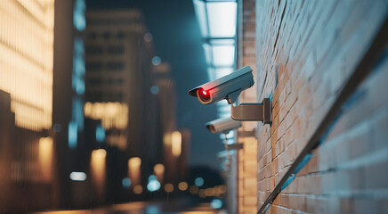 cctv camera on a corporate building exterior wall
