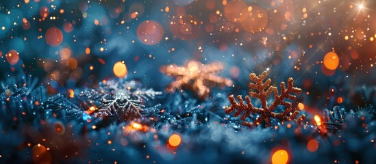 Glittering snowflakes and holiday lights