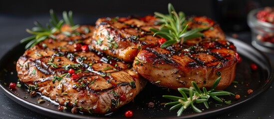Wall Mural - Grilled pork chops with rosemary
