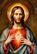 © Marco Mamdouh - Exact copy of catholic image of heart of Jesus Christ, typical copy of painted heart of Jesus Christ
