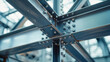 © CosmoJulia - Close-up of industrial steel framework with bolts, detailed and structural with copy space
