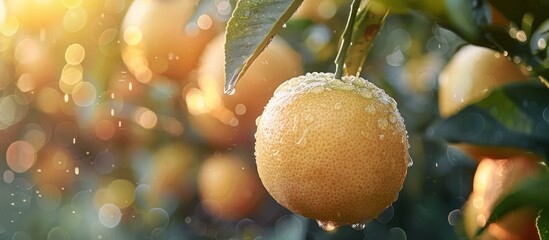 Wall Mural - Ripe spanish grapefruit growing on a tree