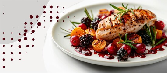 Wall Mural - Grilled chicken with fruit and rosemary