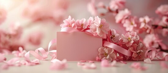 Romantic pink card with flowers