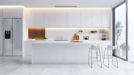 Wall Mural - White modern kitchen and pantry interior 