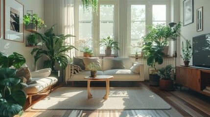 Poster - Cozy living room with plants