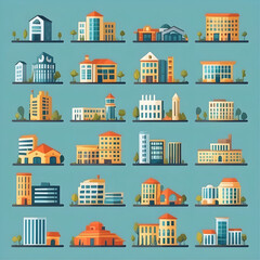 Canvas Print - set of buildings types, vector ready for design 