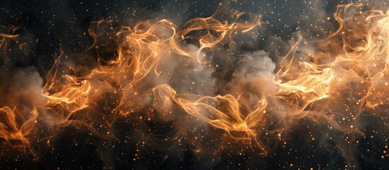 Wall Mural - Abstract brown smoke with lighting on black background