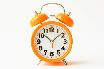 Orange alarm clock ringing on isolated background