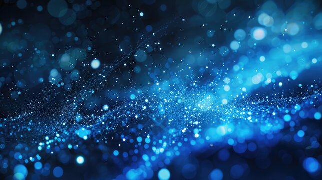 Blue science technology light glowing particles background. AI generated image
