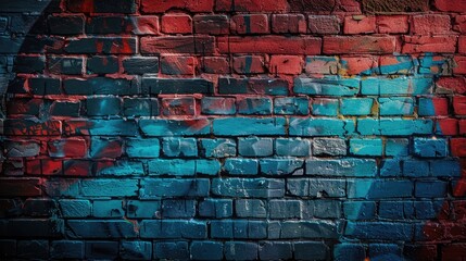 Poster - Close-up of a high-resolution grunge brick wall with graffiti