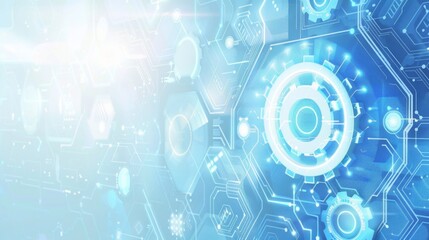 Wall Mural - digital technology concept with circuit patterns and glowing lights on a blue backdrop, symbolizing 