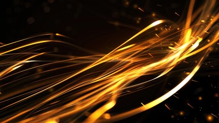 Wall Mural - A long, curvy line of gold sparks with a black background