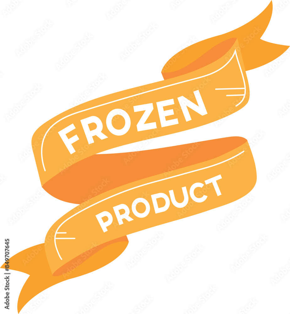 Orange ribbon banner frozen product text. Graphic element frozen food ...