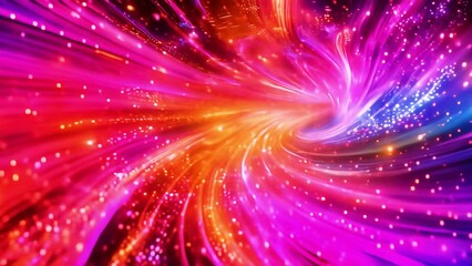 Wall Mural - Abstract background with fractal lines and bokeh lights. Glowing of futuristic science, shiny waves, modern technology, and dynamic motion.