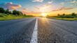 © The 2R Artificiality - Sunset landscape with asphalt road and stunning sky