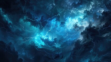 Background of Lightning thunderstorm on stormy dark sky