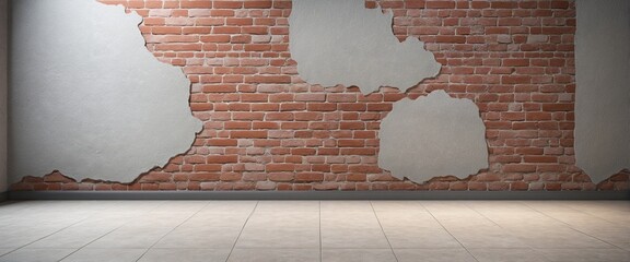 Sticker - cement floor and brick wall background,