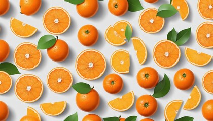 Sticker - illustration pattern with oranges on white background