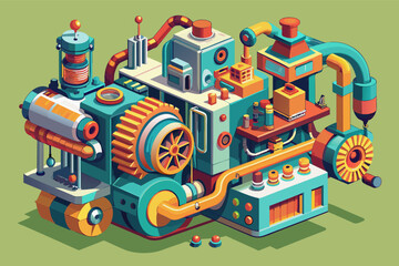 Poster - a machine that is sitting on top of a table, complex machinery or gadget modeled in 3D