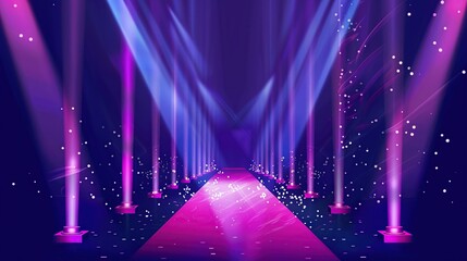 Poster - Pink and Blue Stage Lights on a Red Carpet