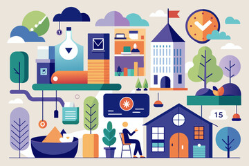 Fototapete - a poster with a bunch of different things in it, An infographic on the benefits of minimalist living using vectors