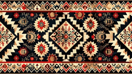 Canvas Print - Ethnic Rug Seamless Pattern for Designing Fashion Textiles and Home Decor