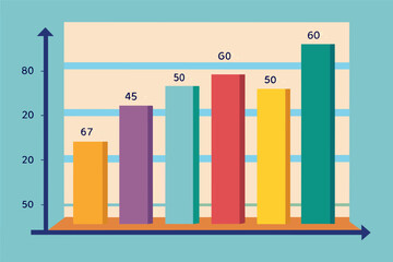 Aufkleber - a bar chart with a number of bars, bar graph to compare quantities or values across different categories