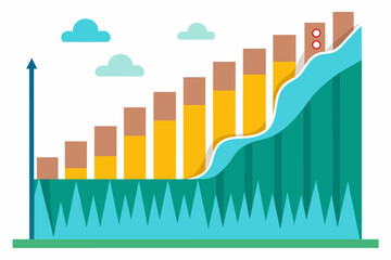 Leinwandbilder - a graph with a bar chart on it, waterfall chart to show cumulative effectsequentially introduced positive or negative values
