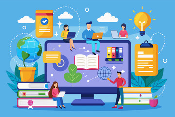 Leinwandbilder - a computer screen with people working on it, interactive e-learning module for teaching a complex subject