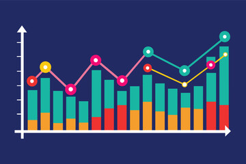 Leinwandbilder - a bar chart with a line graph on it, line graph to visualize trends or changes over time