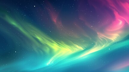 Wall Mural - A colorful, abstract aurora borealis in the night sky.