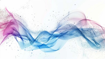 Wall Mural - A visually striking abstract illustration featuring a smooth wave shape in blue and pink with particle effects