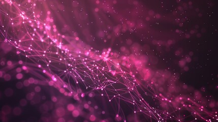 Wall Mural - this image captures a glowing pink network of connections on a dark backdrop, evoking a sense of dig