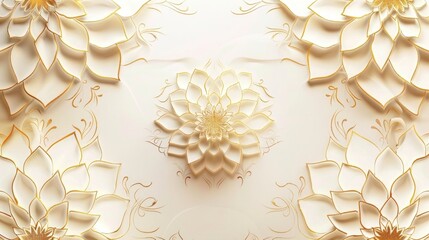 Wall Mural - background with flower ornament gold and white. Arabic islamic calligraphy
