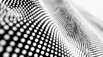 Wall Mural - This image showcases a digital gradient wave created from a matrix of dots, with a focus on light and perspective