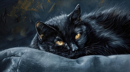 Canvas Print - Portrait of a resting black cat