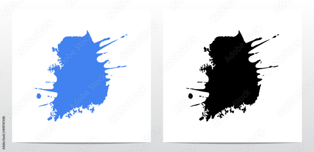 Paint Color Splash Stylized Map Of South Korea Stock Vector | Adobe Stock