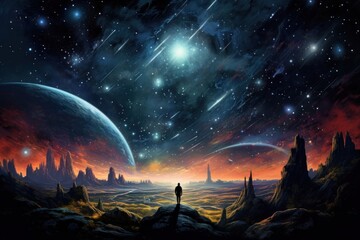 Wall Mural - Space landscape astronomy universe.